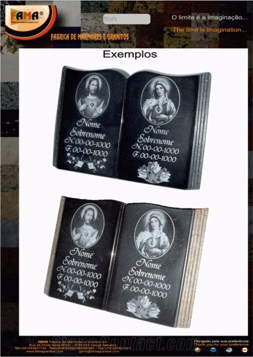 Black Granite Engraved Tombstone