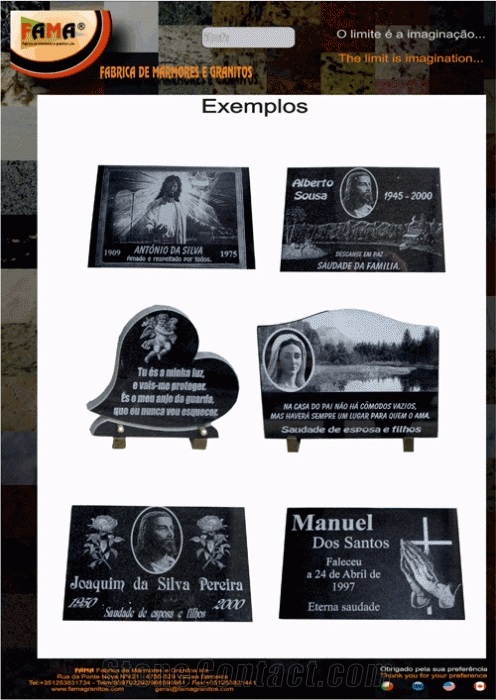 Black Granite Engraved Tombstone
