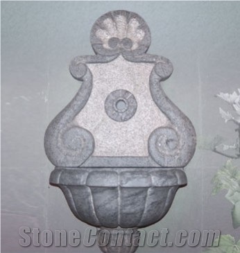 Barroca Soapstone Wall Mounted Fountain, Grey Soapstone