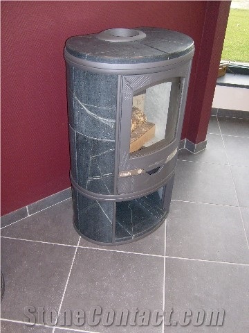 Fumaca Soapstone Fireplace, Green Soapstone