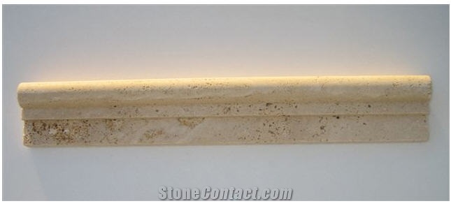 Ivory Travertine Ogee Border, Pencil Molding, Beige Travertine