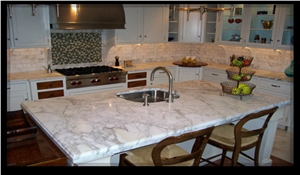 Calacatta Gold Marble Kitchen Top, White Marble