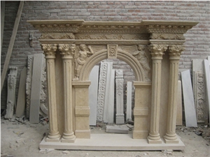 Beige Marble Fireplace