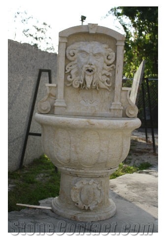 Cantera Crema Sandstone Fountain, Beige Sandstone
