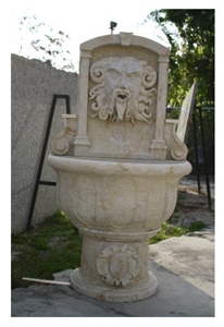 Cantera Crema Sandstone Fountain, Beige Sandstone Cantera Crema Sandstone Fountain, Beige Sandstone