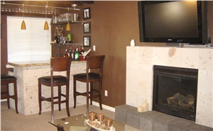 Blanco Pachuca Cantera Sandstone Fireplace, White Sandstone Blanco Pachuca Cantera Sandstone Fireplace, White Sandstone