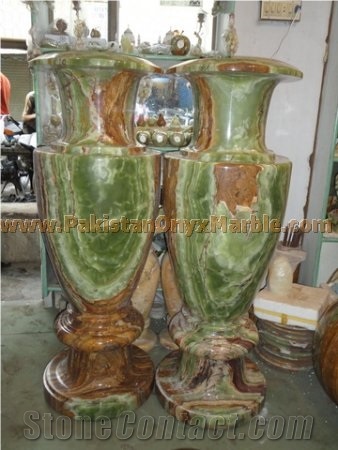 Dark Green Onyx Vases