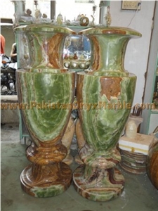 Dark Green Onyx Vases