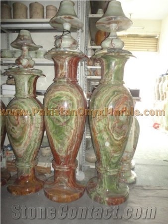 Dark Green Onyx Vases