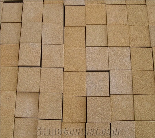China Yellow Sandstone Cobbles,Cube Stone/Cubic Stone for Exterior Pavers