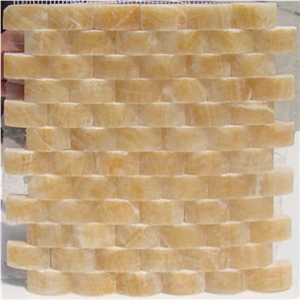 Yellow Jade Mosaic, Yellow Honey Onyx Mosaic,Basketweave Mosaic Tiles
