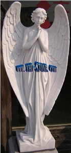 White Granite Angel Sculpture