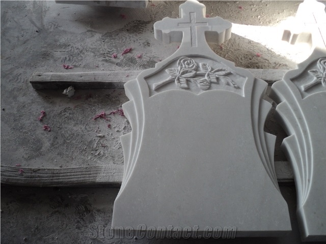White Marble Tombstone and Monument