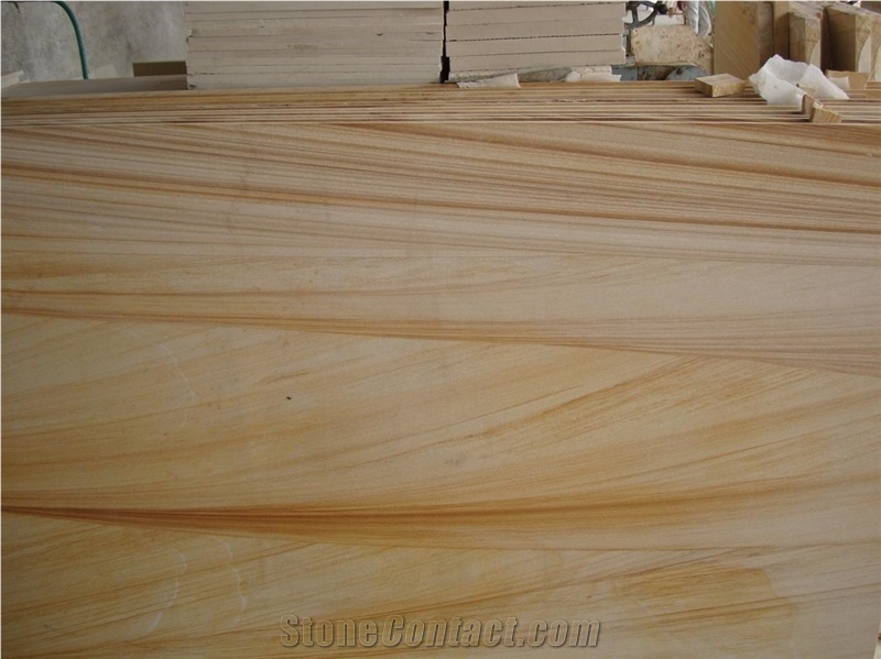 Teak Wood Sandstone Slabs, India Yellow Sandstone