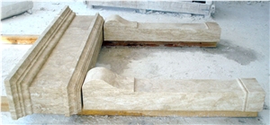 Durango Travertine Cambridge Hand Carved Fireplace, Beige Travertine