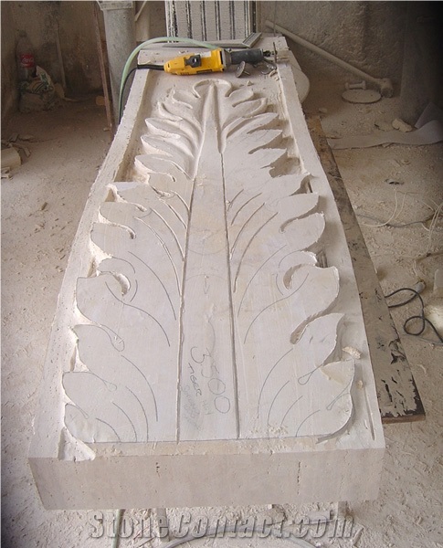Leaves Hand Carved Fireplace with Travertine Beige