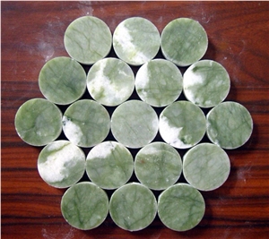 Round Shape Stone Mosaic, Big Flower Green Marble Mosaic