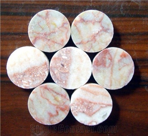 Round Shape Stone Mosaic, Big Flower Green Marble Mosaic