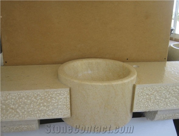 Nira Beige Limestone Wash Basin