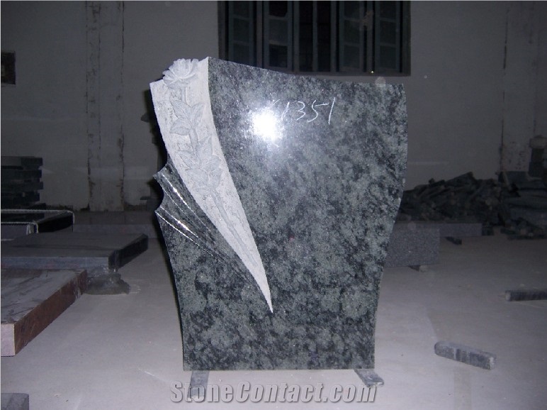 Granite Gravestone, Headstone, China Green Granite Gravestone