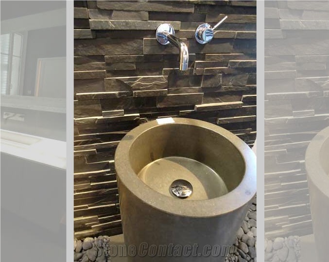 Vinalmont Meuse Blue Stone Wash Basin, Grey Blue Stone