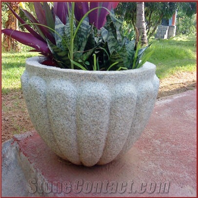 White Granite Flowerpot