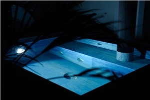 Azul Macauba Jacuzzi, Azul Macaubas Blue Quartzite Bath Design