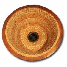 Tabasco Travertine Mosaic Sink, Brown Travertine