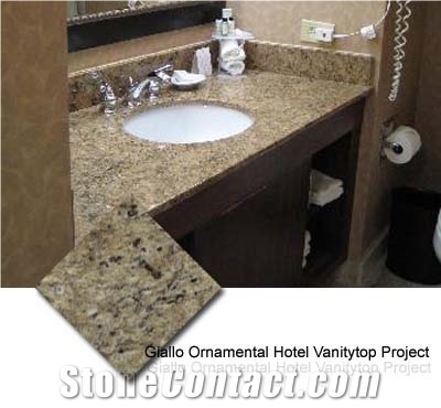 Granite Hotel Vanity Top, Giallo Ornamental Yellow Granite Vanity Top