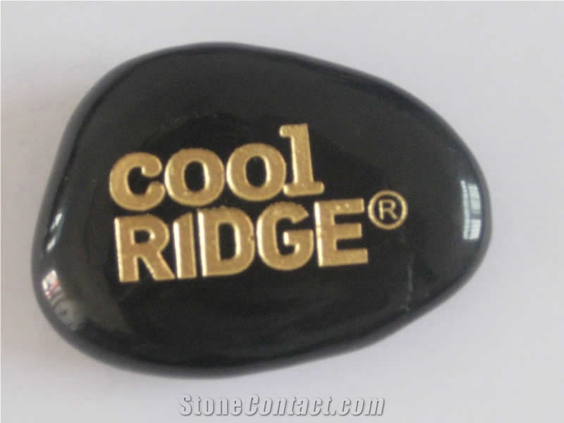 Engraved & Carved Pebble Stone, Black Granite Artifacts, Handcrafts