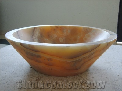 Oaxaca Arco Iris Onyx Wash Basin, Yellow Onyx