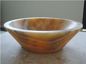 Oaxaca Arco Iris Onyx Wash Basin, Yellow Onyx