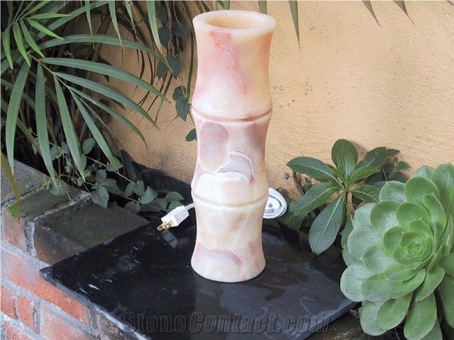 Onyx Pina Bamboo Lamp, Pina Yellow Onyx Home Decor