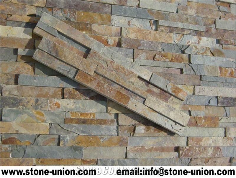 P014 Golden Quartzite Stacked Stone,Cultured Stone Veneer Ledge Stone Walling Panel, Culture Stone Slate Veneer,Mushroom Stone, Mushroomed Cladding