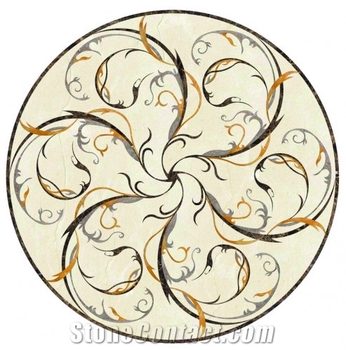 Botticino Classico Beige Marble Waterjet Medallion