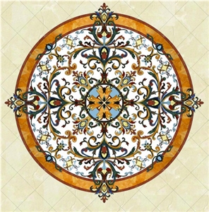 Botticino Classico Beige Marble Waterjet Medallion