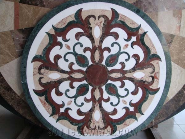 Botticino Classico Beige Marble Waterjet Medallion