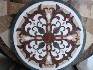 Botticino Classico Beige Marble Waterjet Medallion
