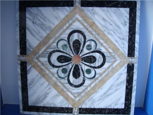 Bianco Carrara White Marble Mosaic Medallion