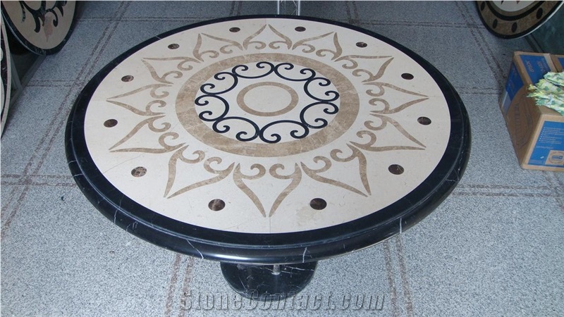 Crema Marfil Select Beige Marble Inlay Tabletop