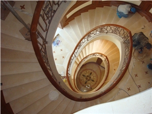 Beige Marble Steps Stone Spiral Staircase