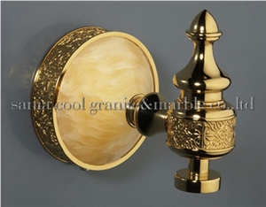 Bathroom Marble Single Clothes Hook, Yellow Onyx Home Decor