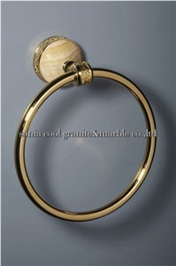 Yellow Onyx Gold Plating Bathroom Towel Ring