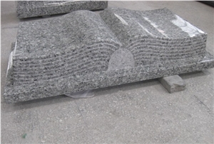 Grey Granite Book Shaped Grave Marker