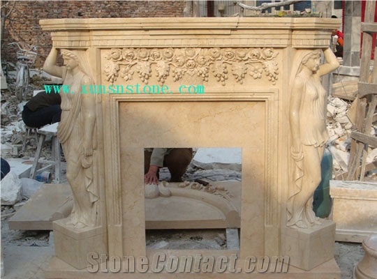 Yellow Marble Fireplace