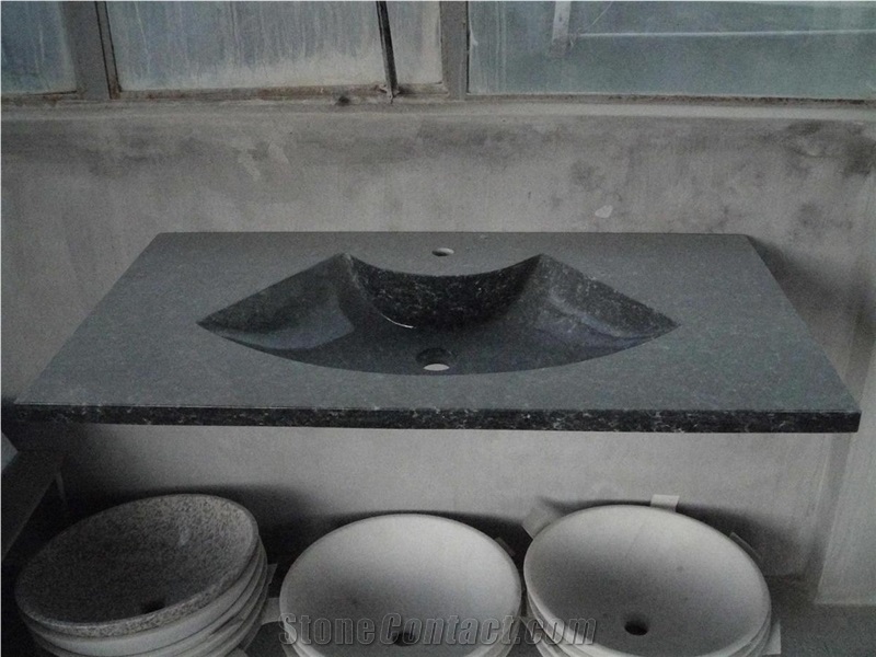 Bathroom Top Integrated with Basin/sink, Black Granite Bathroom Top