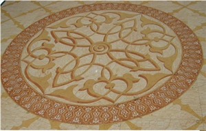 Golden Spider Mosaic Patterns, Drama Gold Yellow Marble Medallion