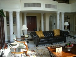 Volakas Column Used in Ningbo Villa Project, Olympus White Marble Column