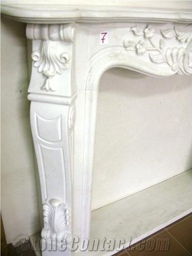 Fireplace Mantel, Bianco Carrara White Marble