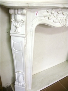 Fireplace Mantel, Bianco Carrara White Marble Fireplace Mantel, Bianco Carrara White Marble